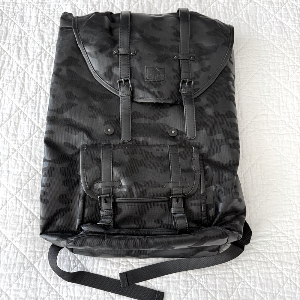 Steve Madden Black Durable Canvas Backpack with Adjustable Straps